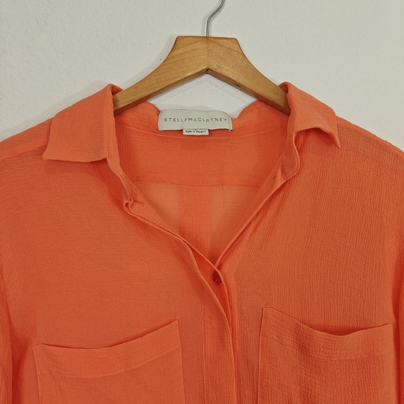 Stella McCartney 100% Silk Long Sleeve Button Up Light Weight Blouse Size 42, M - Picture 4 of 10